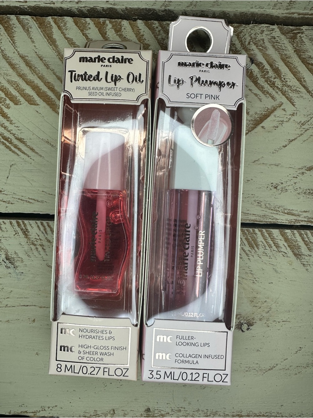 NEW Marie Claire Paris Lip Set: Tinted Lip Oil & Soft Pink Lip Plumper